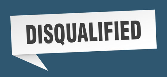 disqualified banner. disqualified speech bubble. disqualified sign